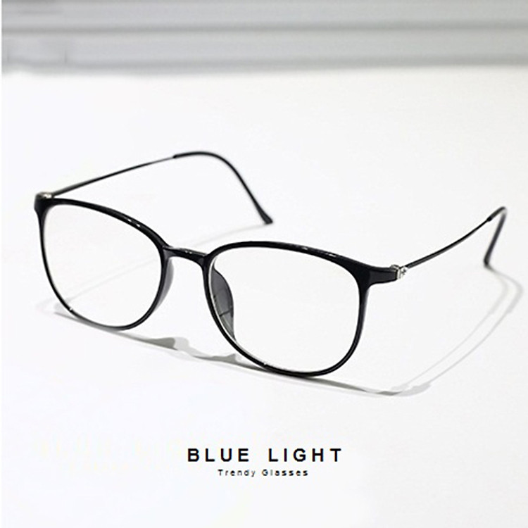 BLUE LIGHT - Kính Giả Cận, Gọng Kính Cận Nam Nữ Mắt Mèo Đen Bóng Siêu Nhẹ Không Độ Hàn Quốc