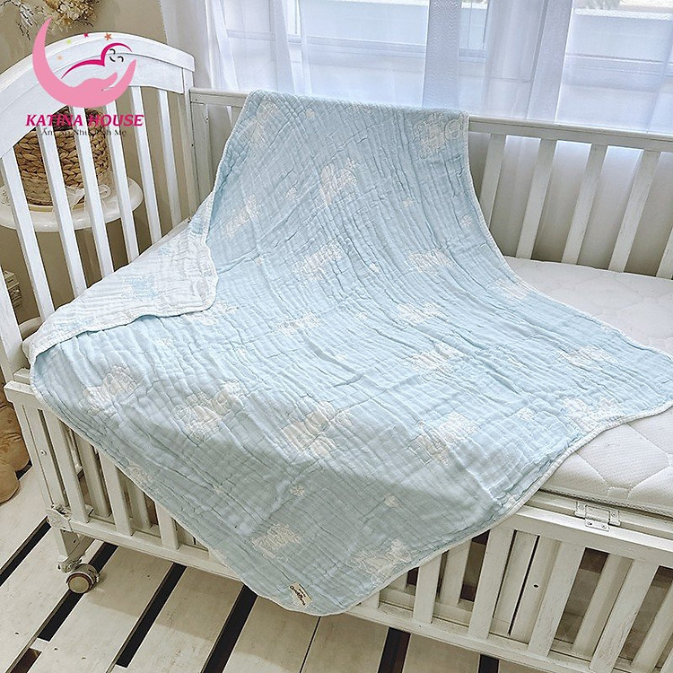 Khăn tắm cho bé 6 lớp 100x108cm, khăn sợi tre thấm hút nước tốt, mềm mại cho da bé