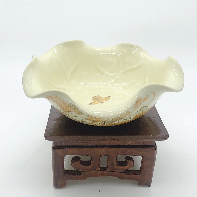 Bát thả hoa sen và hoa sen men vàng kim (hàng VIP) - Chưa bao gồm chân kỷ