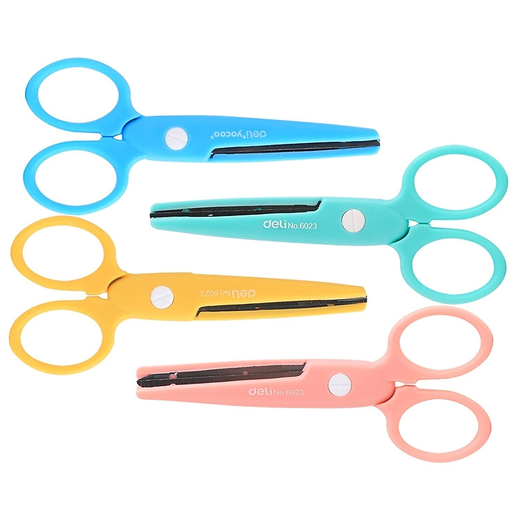 Kéo Thủ Công Học Sinh Deli (58x134mm) - Xanh Dương/Hồng (1 cái) - Ảnh 6