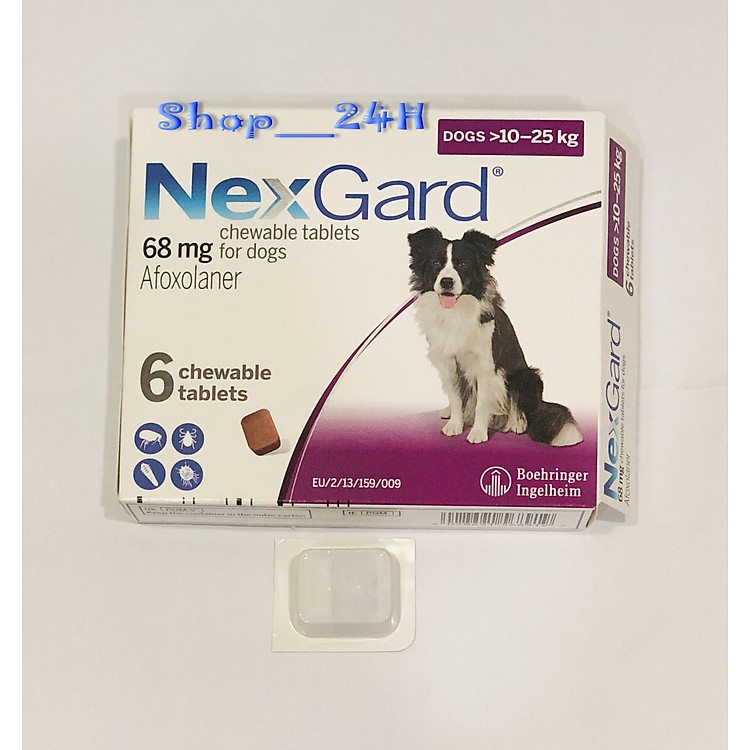 1 Viên nhai NEXGARD (10-25 kgs) tri ve rận, bọ chét cho chó