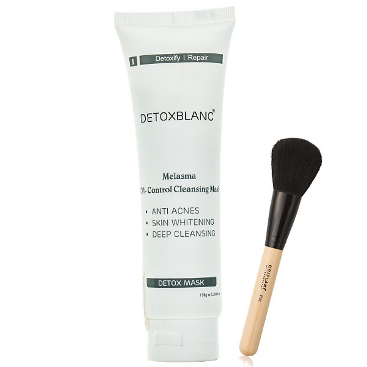 Mặt Nạ Thải Độc Và Làm Trắng Da Than Hoạt Tính Detox Mask - Thương Hiệu Detox Blanc (Pháp)- Tặng Kèm Cọ Trang Điểm Cực Xịn