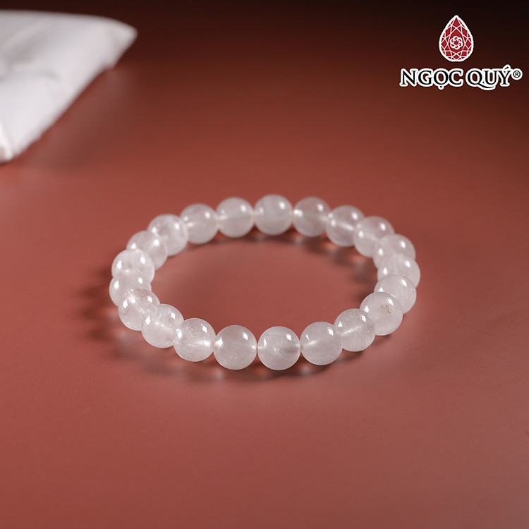 Vòng hạt trơn đá thạch anh tóc trắng mệnh thủy kim - Ngọc Quý Gemstones