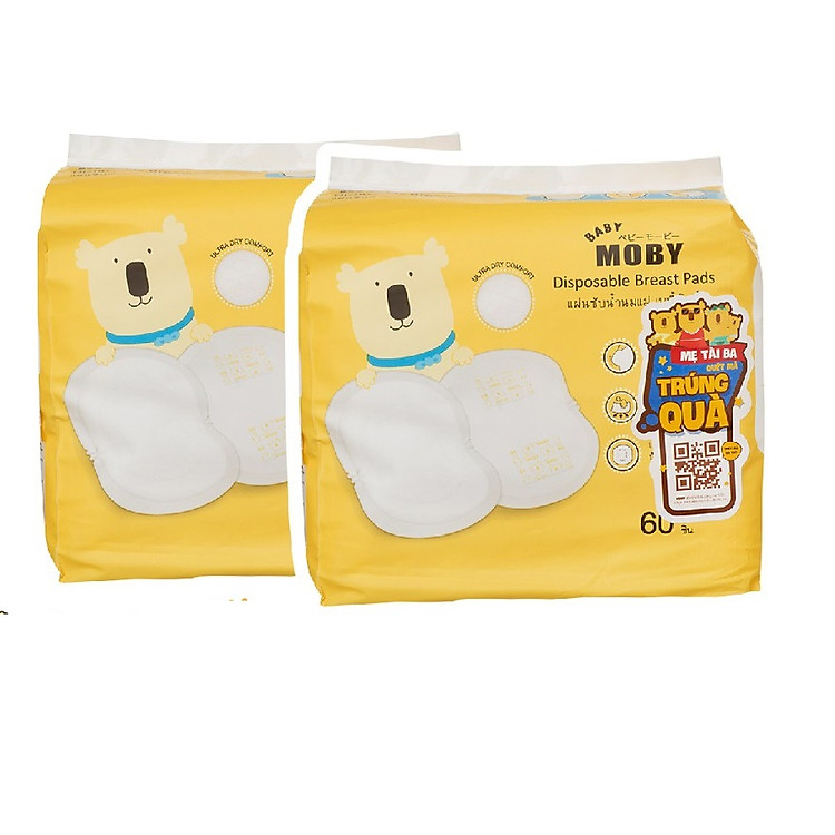 2 Gói miếng thấm sữa Moby thoáng khí (60 miếng/bịch)