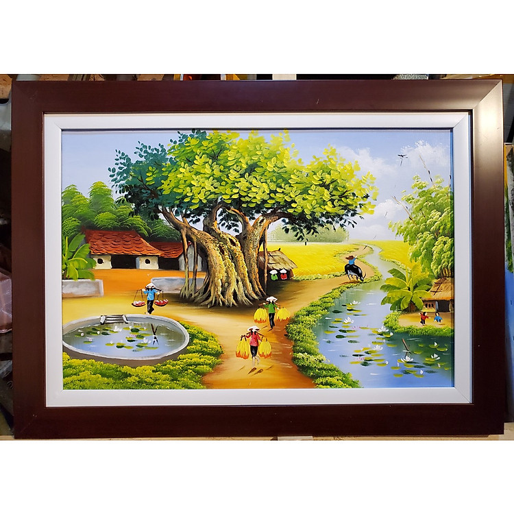 TRANH VẼ SƠN DẦU PHONG CẢNH ĐỒNG QUÊ THANH BÌNH