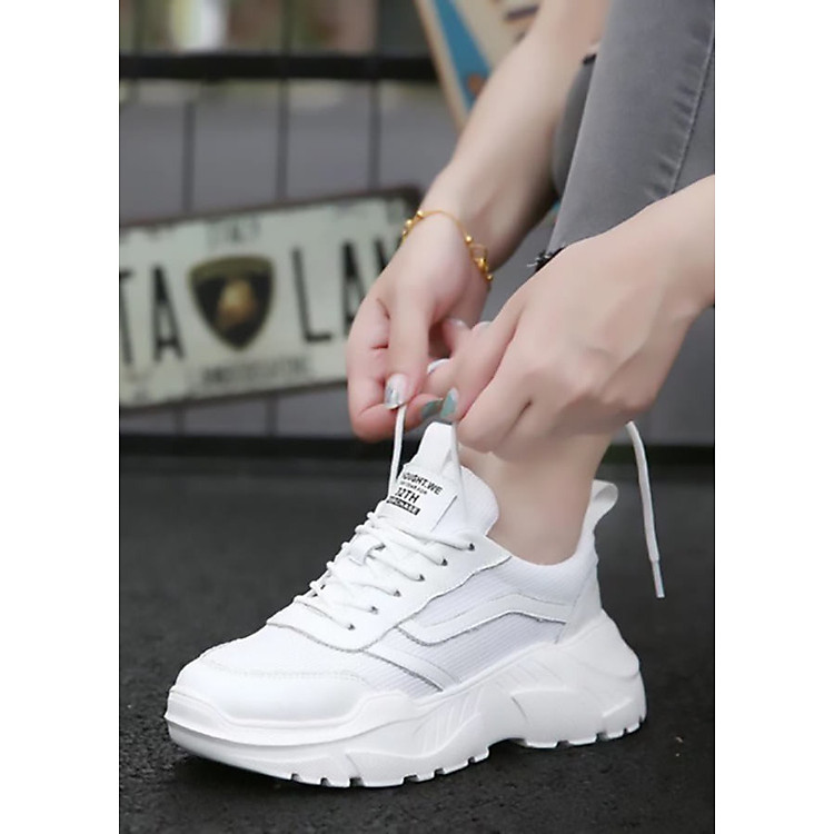 Giày Sneaker Nữ Trắng Giày Độn Đế Cao Mới Nhất HAPU