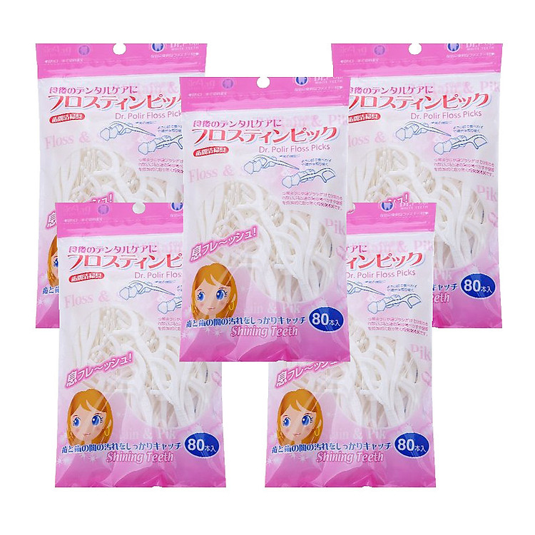 Combo 5 Bịch Tăm Chỉ nha khoa Okamura Japan (Bịch 80 cây* 5 bịch)