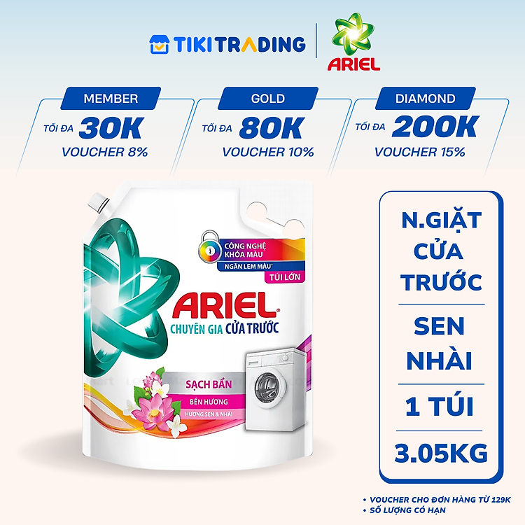 Nước Giặt ARIEL Chuyên Gia Cửa Trước Ngăn Lem Màu