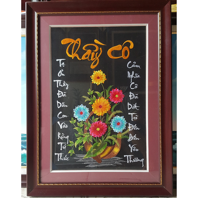 TRANH THÊU NGHỆ THUẬT THƯ PHÁP - TRI ÂN THẦY CÔ