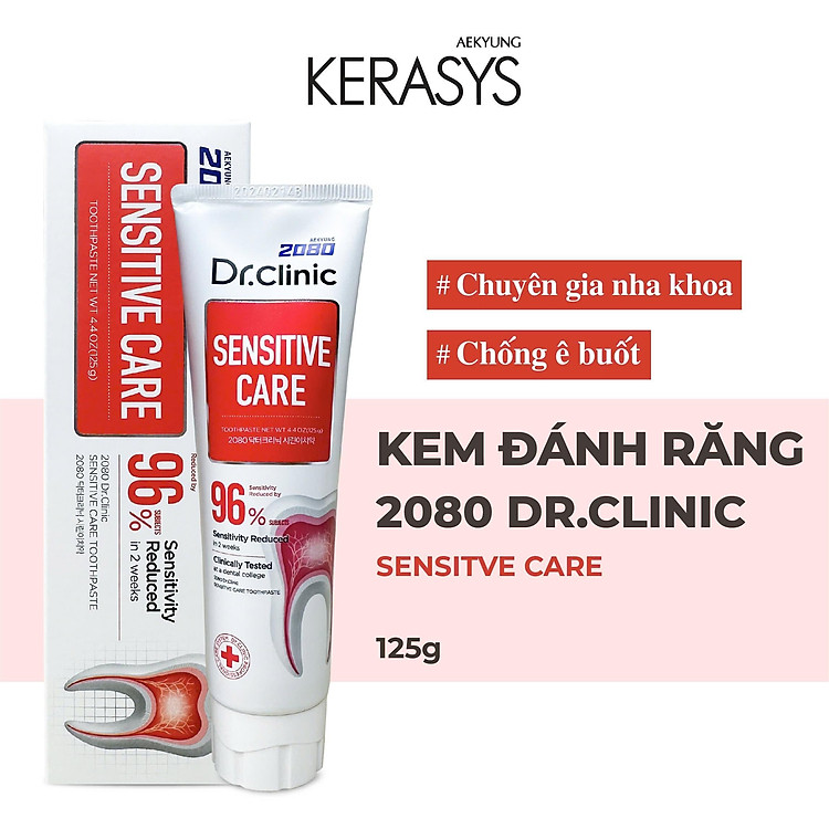 Kem đánh răng cao cấp Hàn Quốc Aekyung 2080 Dr.Clinic Sensitive Care (Chuyên gia nha khoa - Chống ê buốt) 125g