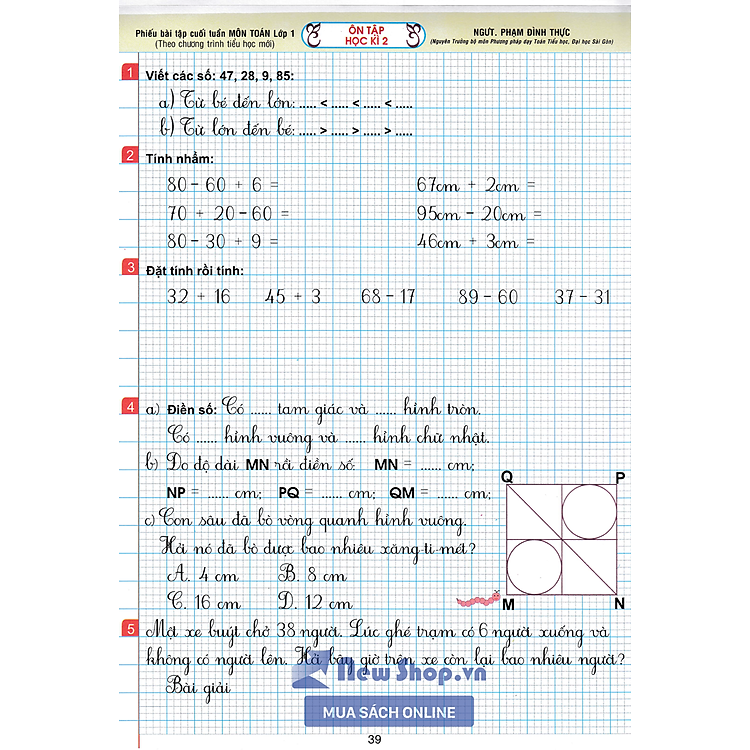 Phiếu Bài Tập Cuối Tuần Môn Toán Lớp 1 (Theo Chương Trình Tiểu Học Mới) - Ảnh 4
