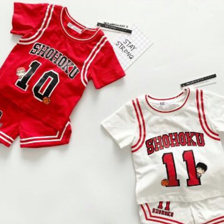 Hai bộ quần áo thể thao in số bé trai bé gái siêu hót
