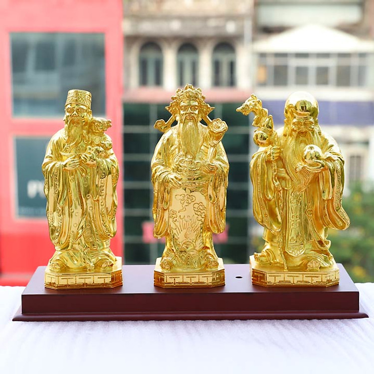 Bọ tượng Tam đa Phúc Lộc Thọ mạ vàng