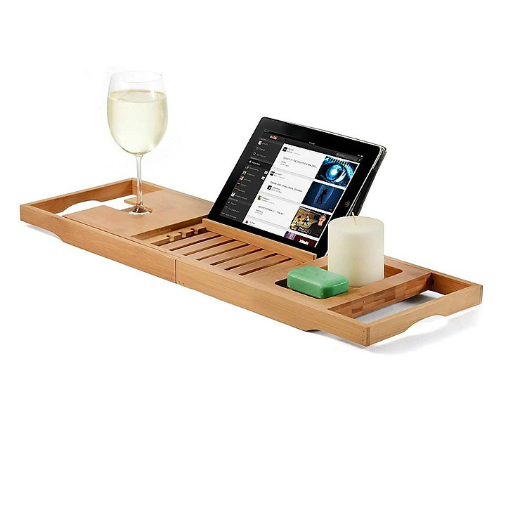 Khay Để Bồn Tắm từ gỗ tự nhiên, kiểu dáng trang nhã, hiện đại, đa chức năng