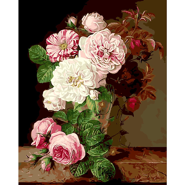 Tranh tô màu sơn dầu theo số Bình Hoa Rực Rỡ 76