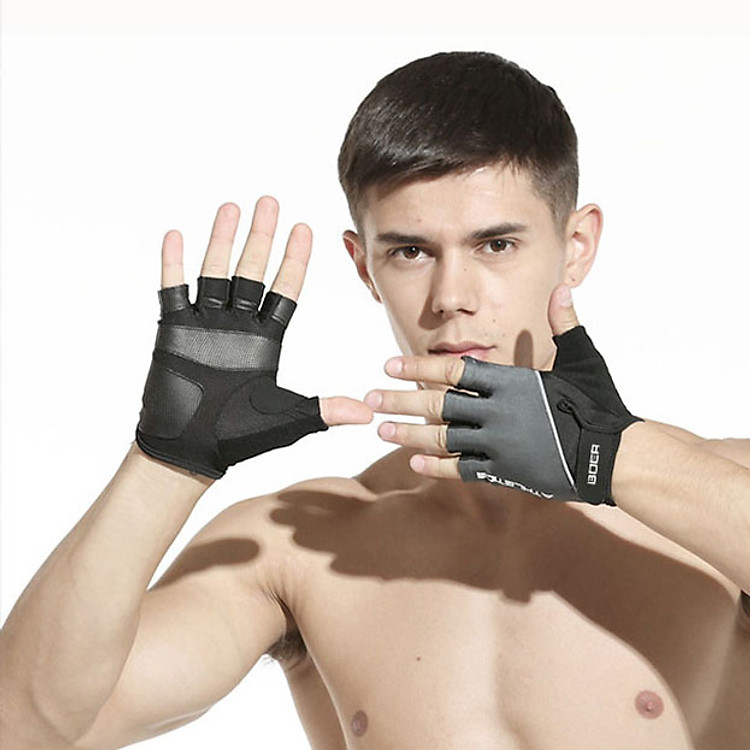 Găng tay cụt ngón nam nữ tập gym cao cấp Boer 1672 thoáng khí, ma sát, chống trượt, chống mài mòn, phong cách thể thao sử dụng tập gym, đi xe máy, xe đạp, đi phượt, nâng tạ, yoga, chống nắng Boer sports gloves