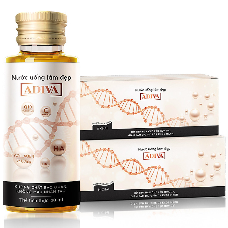 Combo 2 Thực phẩm BVSK: Nước uống làm đẹp Adiva (14 lọ x 30ml/ Hộp)