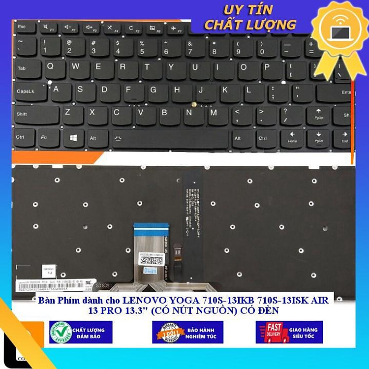 Bàn Phím dùng cho LENOVO YOGA 710S-13IKB 710S-13ISK AIR 13 PRO 13.3" (CÓ NÚT NGUỒN) CÓ ĐÈN - Hàng Nhập Khẩu New Seal