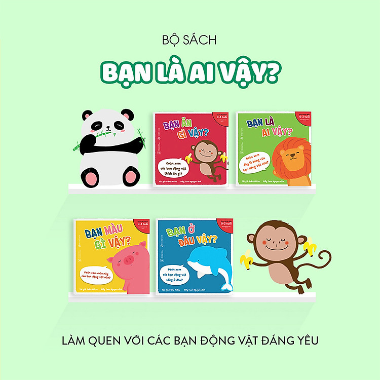 Combo 4 cuốn truyện tranh Ehon Nhật Bản - Ehon Động Vật (Bạn ở đâu vậy, Bạn ăn gì vậy, Bạn màu gì vậy, Bạn là ai vậy) - Dành cho trẻ 0-3 tuổi