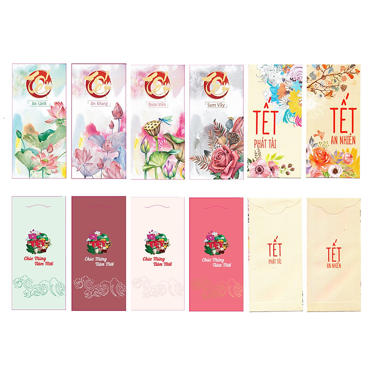 Xấp Bao Lì Xì Hoa Xuân (12 bao / Xấp)