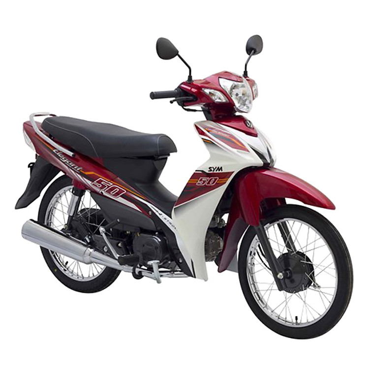 Xe Máy SYM Elegant 50 - Trắng Đỏ + Tặng Combo 4 Quà Tặng