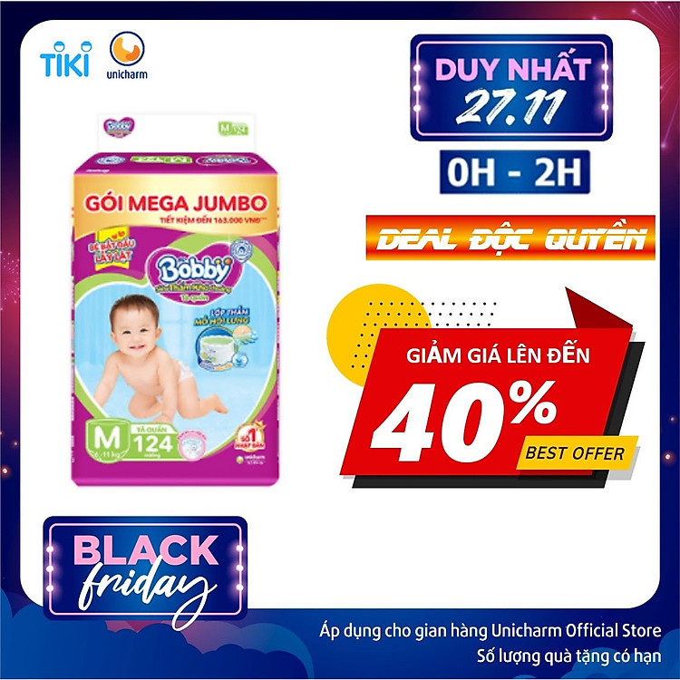 Tã quần Bobby có đệm lưng thấm mồ hôi đủ size M120/L104/XL96/XXL88