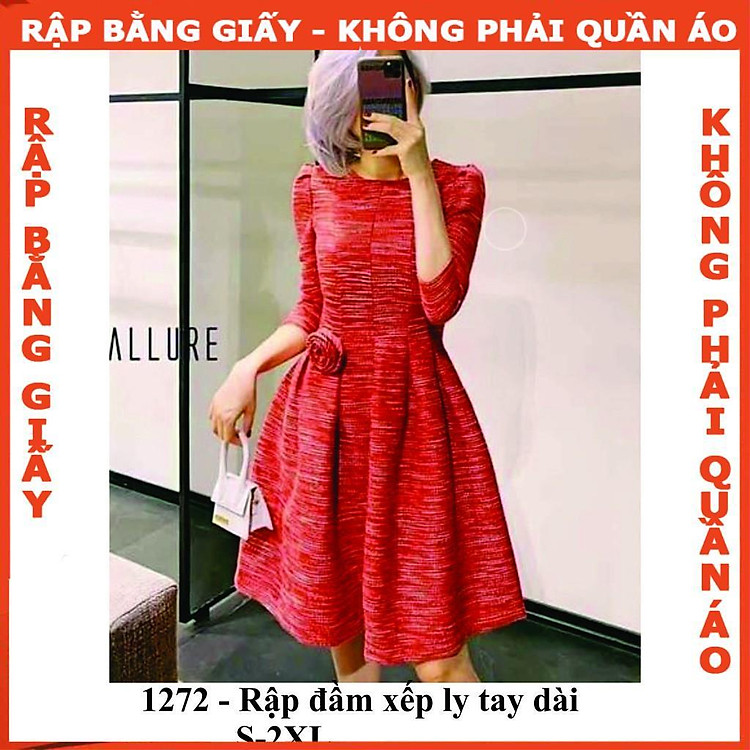 Rập giấy đầm xếp ly tay lửng mã 1272 (BẢN VẼ) - XL - Ảnh 2