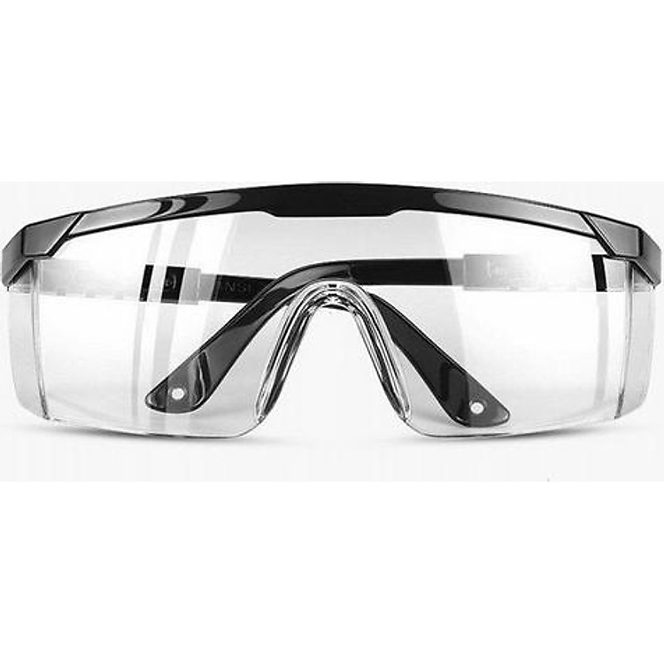 Mắt kính bảo hộ lao động, Kính bảo hộ trong suốt bảo vệ mắt hỗ trợ phòng dịch, chắn gió bụi chống tia UV - Gọng đen tròng trong suốt