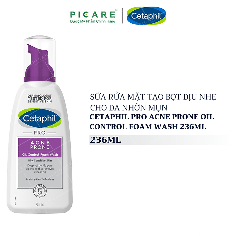 Sữa Rửa Mặt Tạo Bọt Cho Da Nhờn Mụn Cetaphil Pro Acne Prone Oil Control Foam Wash 236ml