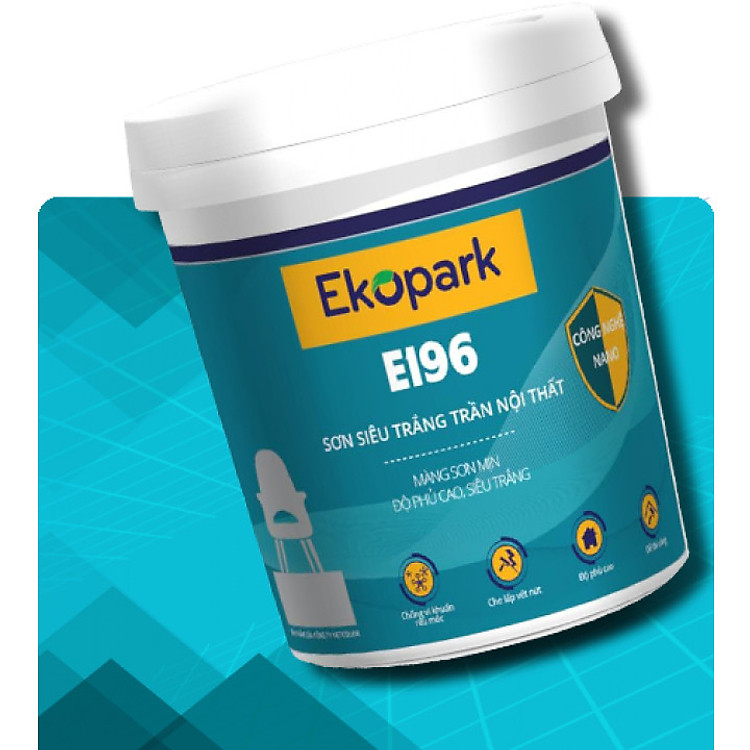 Sơn siêu trắng trần nội thất E196 - LON 1KG - không cháy, không chứa chất độc hại, độ che phủ tốt, chống rêu mốc, bụi bẩn, không bay màu