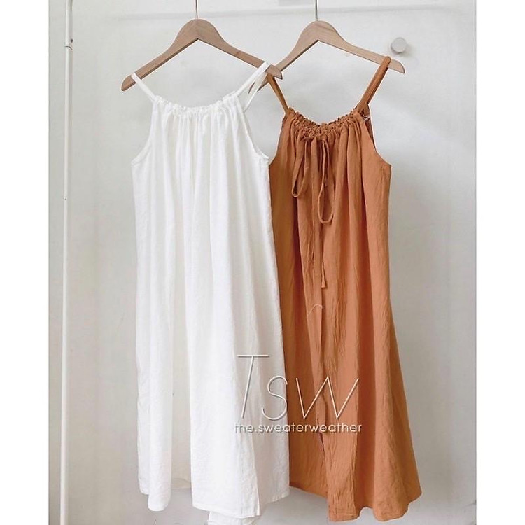 váy 2 dây cổ yếm buộc nơ