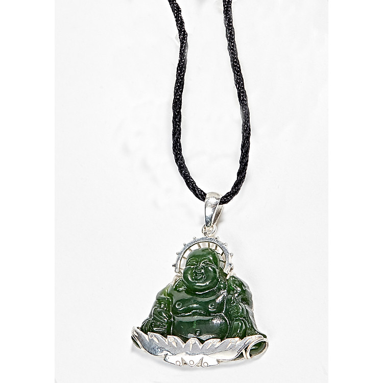 Mặt Dây Chuyền Phật Di Lặc Ngọc Bích Bọc Bạc Ngọc Quý Gemstones