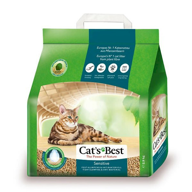 Cát Vệ Sinh Hữu Cơ Vón Cục Siêu Thấm Hút Và Kháng Khuẩn Sensitive Cat's Best CBSS08L (2.9kg)