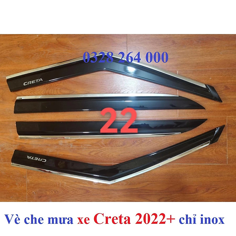 Vè che mưa xe Huyndai Creta 2022- 2023 Hàng chỉ Inox Cao Cấp