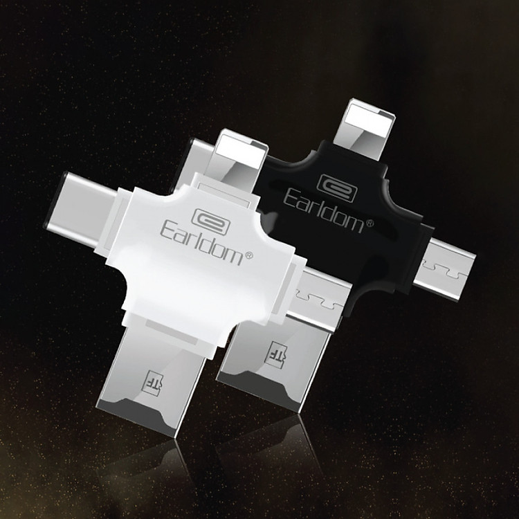 Đầu đọc thẻ nhớ OTG 4in1 cho iOS/Android/PC- Macbook Type C Earldom ET-OT20 - Hỗ trợ iOS 12 mới nhất (Màu ngẫu nhiên) - Hàng Nhập Khẩu