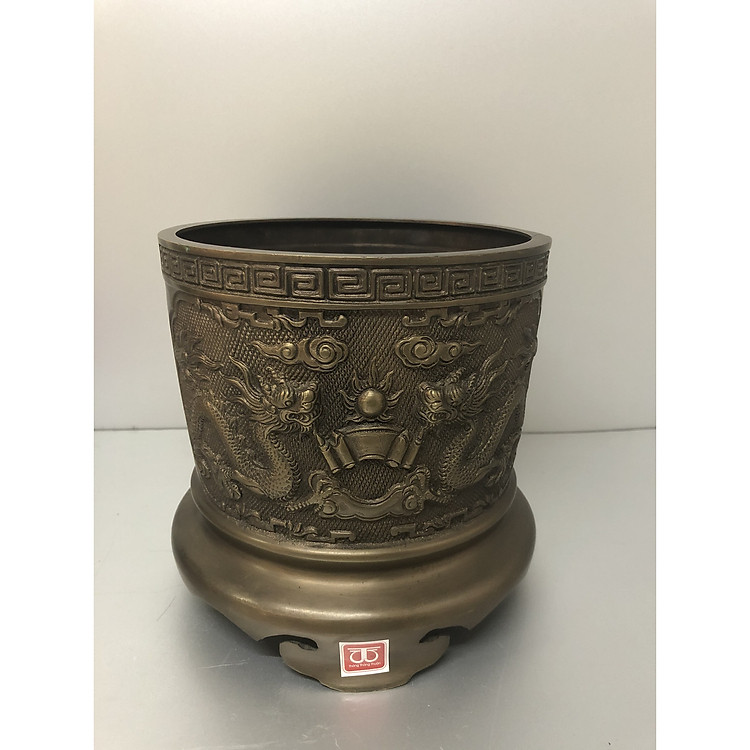 Bát hương đồng vàng cổ, chạm khắc rồng phượng tinh xảo - DVM0030 (sản phẩm nhiều kích thước)