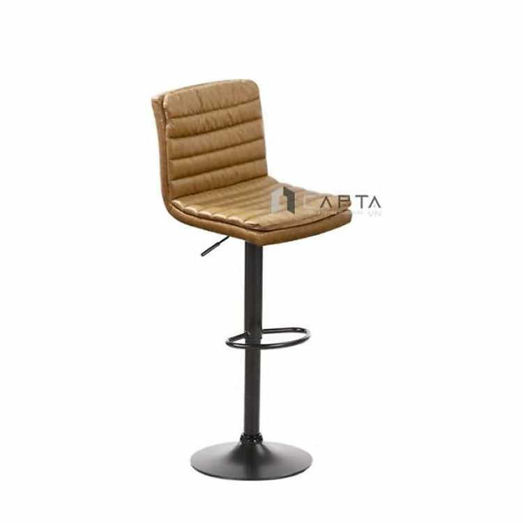 Ghế quầy bar nệm dày nhập khẩu CB2306A-P Nội thất CAPTA Ghế đảo bếp tăng giảm có tựa nệm giả da pvc dễ vệ sinh chân sắt sơn đen Bar chair hcm