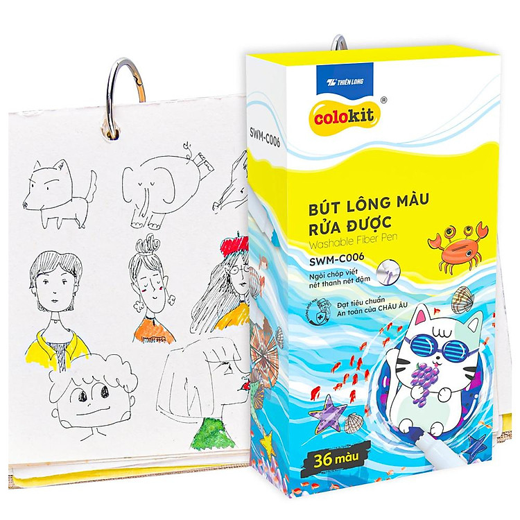 Hộp Bút Lông 36 Màu Fiber Pen Washable (Mẫu ngẫu nhiên) - Ảnh 2