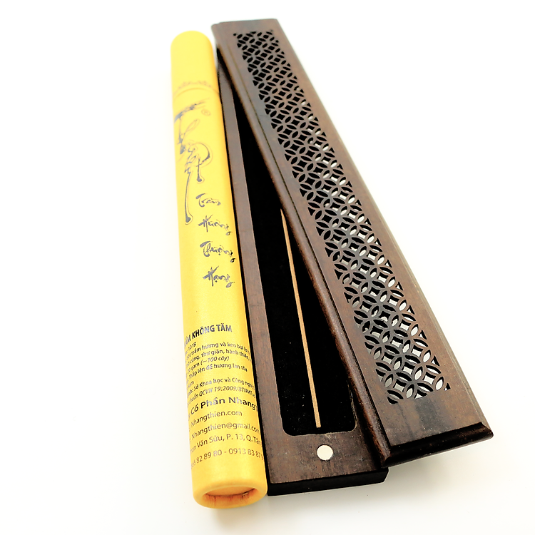 Nhang Trầm Hương Không Tăm Cao Cấp Ống Trụ Vàng - 20g - Tặng Kèm Đế Cắm Hồ Lô