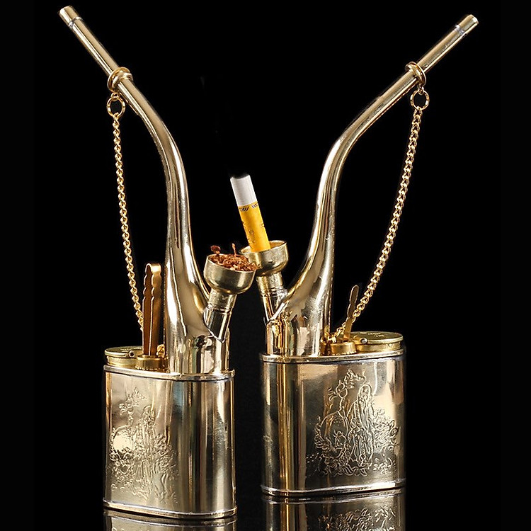 Tẩu Lọc Thuốc Lọc Khói Cực Kì Tốt- tẩu hút màu Gold điêu khắc cao cấp sang trọng, quà tặng đẳng cấp