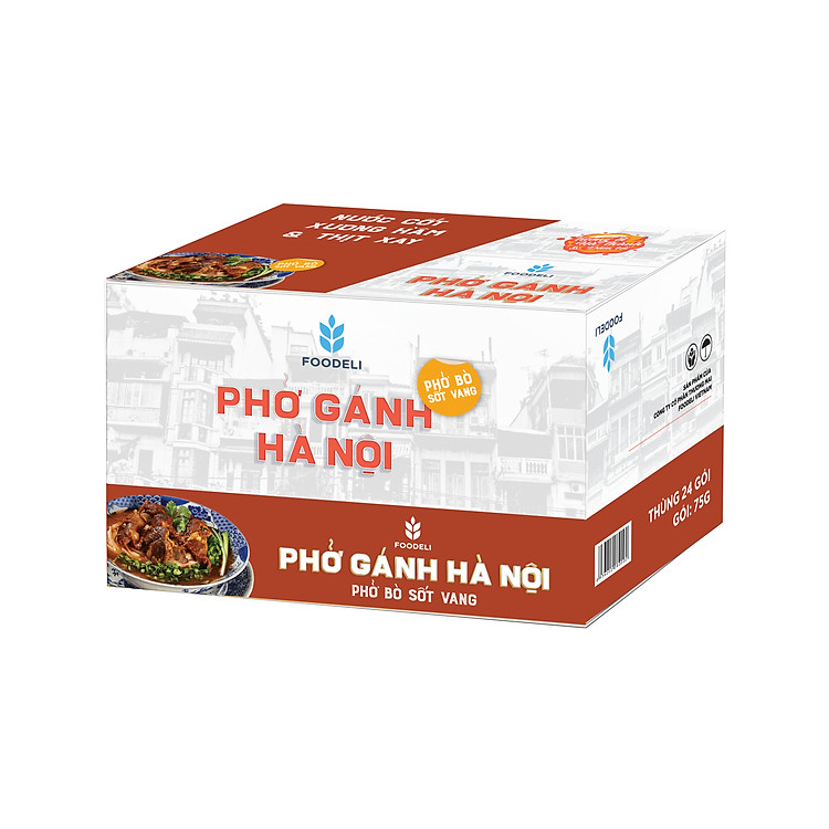 Phở Gánh Hà Nội ăn liền - Phở bò sốt vang (Thùng 24*75gr)