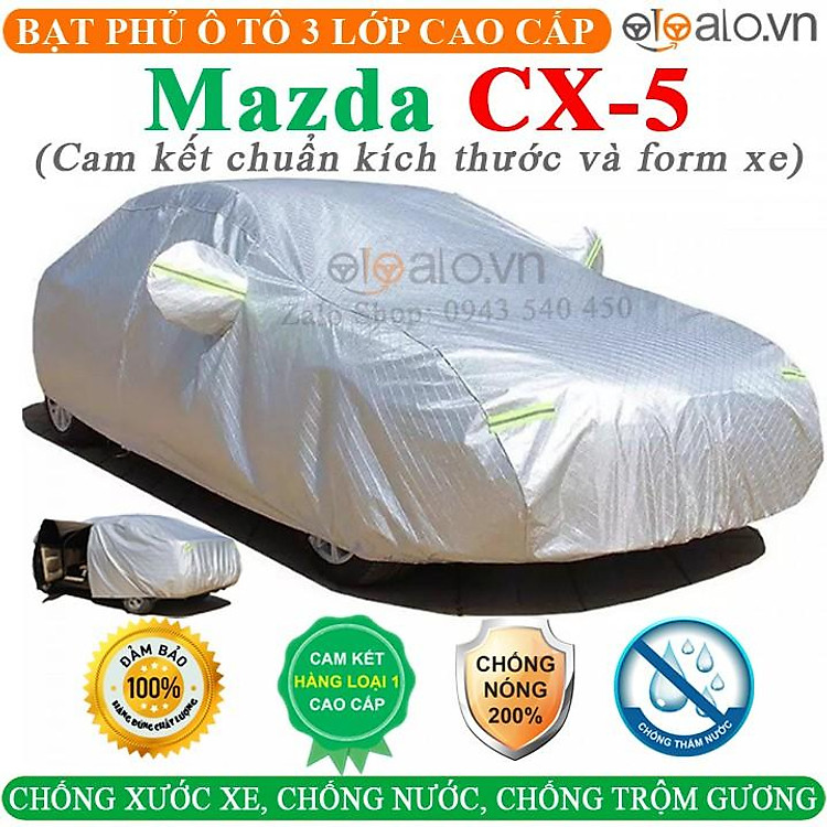 Bạt Phủ Ô Tô Mazda CX5 Cao Cấp 3 Lớp Chống Nắng Nóng Chống Nước Chống xước