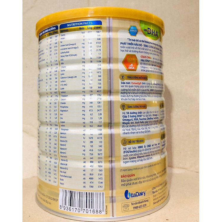 Sữa công thức Colos DHA 1+ 800g Hàng chuẩn Giá rẻ - Hình ảnh 3
