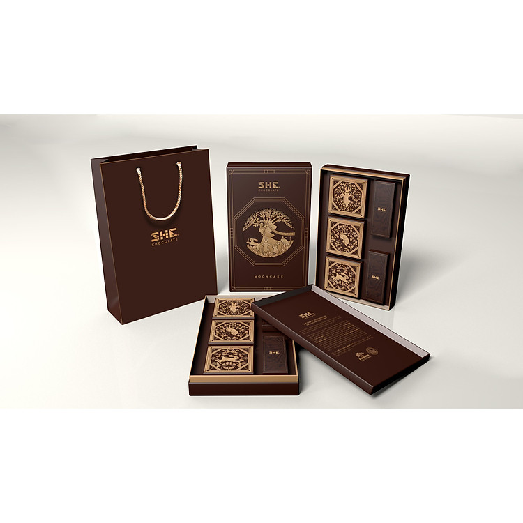 Hộp Bánh Trung Thu Cung Trăng MT 3 bánh Trung Thu Socola Ít Ngọt, Không Ngấy, Không Chất Bảo Quản, Tốt Cho Sức Khỏe