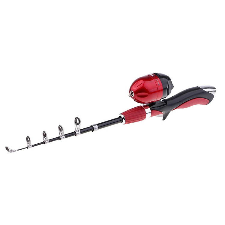 Telescopic Fishing Pole Spinning Reel Set Spinning Rod Fishing Reel Red