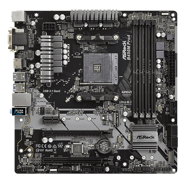 Bo Mạch Chủ Mainboard ASRock B450M Pro4 Socket AM4 - Hàng Chính Hãng