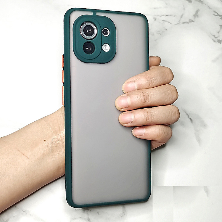 Ốp lưng trong nhám viền màu chống sốc cho Xiaomi Mi 11 - Hàng Nhập Khẩu
