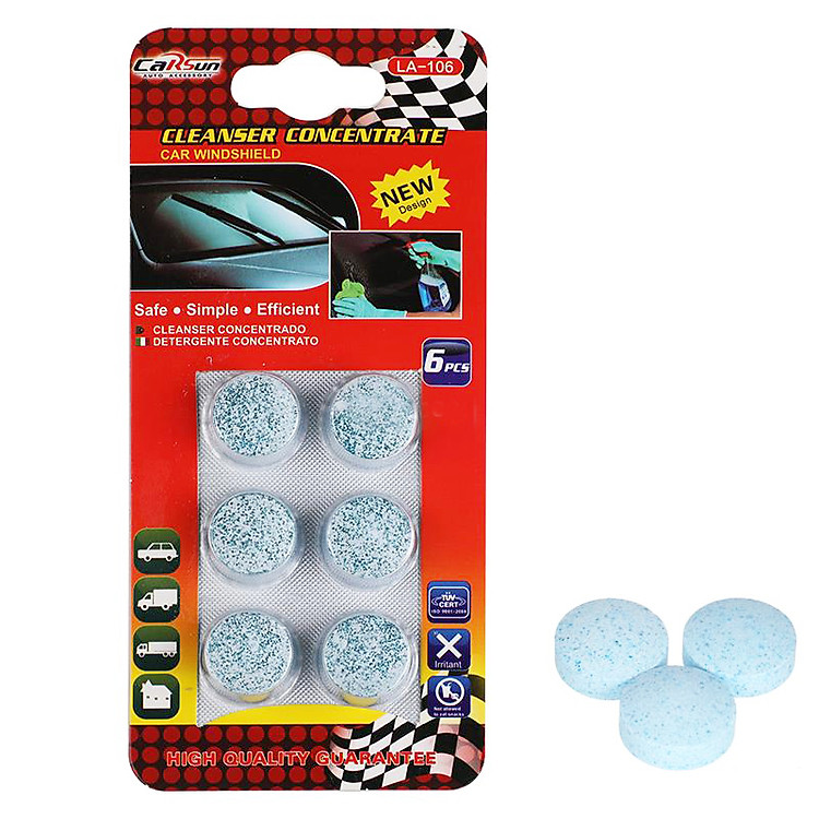 Vỉ 6 viên sủi nước rửa kính xe siêu sạch Carsun - Hàng nhập khẩu