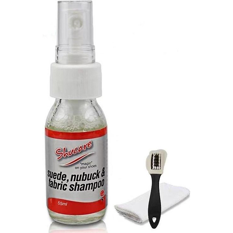 Chai vệ sinh dùng cho đồ da lộn, da nubuck, giầy vải, giầy thể thao SHUCARE 3 - Có Bàn chải da lộn và khăn lau chuyên dụng