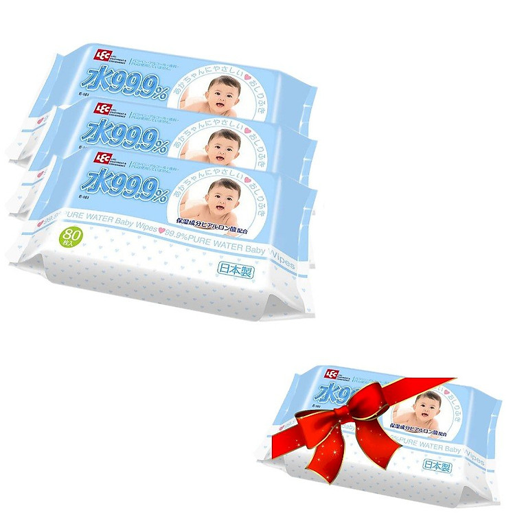 Combo 3 Khăn Ướt LEC E-161 (80 Tờ) - Tặng Kèm 1 Gói Cùng Loại